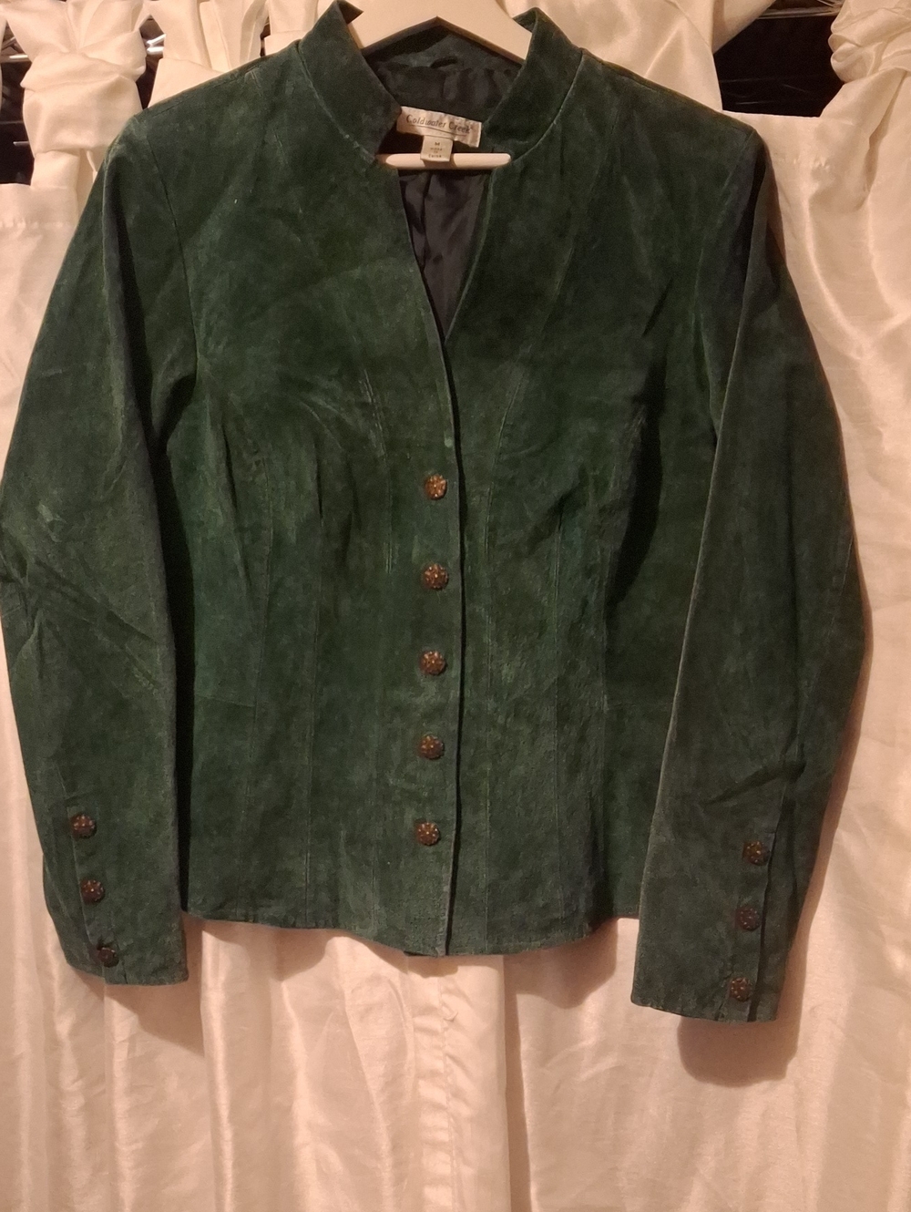Coldwater Creek Dark Green Suede Button-Front Jacket